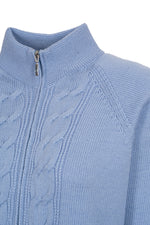 Cardigan zip pura lana con trecce davanti