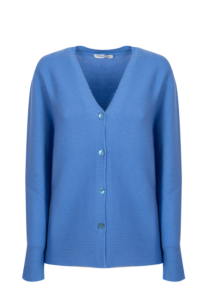 Cardigan pura lana scollo a V